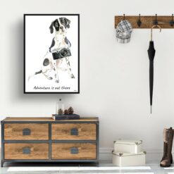 Adventure is out there English Pointer dog print illustration. Framed & un-framed wall art 14 adventure is out there portrait print english pointer 28x40 hall