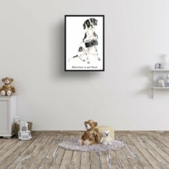 Adventure is out there English Pointer dog print illustration. Framed & un-framed wall art 15 adventure is out there portrait print english pointer 28x40 kids room