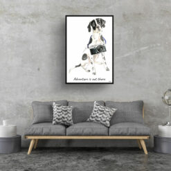 Adventure is out there English Pointer dog print illustration. Framed & un-framed wall art 16 adventure is out there portrait print english pointer 28x40 living room