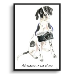 Adventure is out there English Pointer dog print illustration. Framed & un-framed wall art