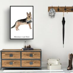 Adventure is out there German Shepherd dog print illustration. Framed & un-framed wall art 14 adventure is out there portrait print german shepherd 28x40 hall
