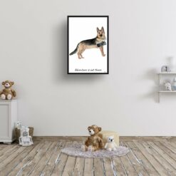 Adventure is out there German Shepherd dog print illustration. Framed & un-framed wall art 15 adventure is out there portrait print german shepherd 28x40 kids room