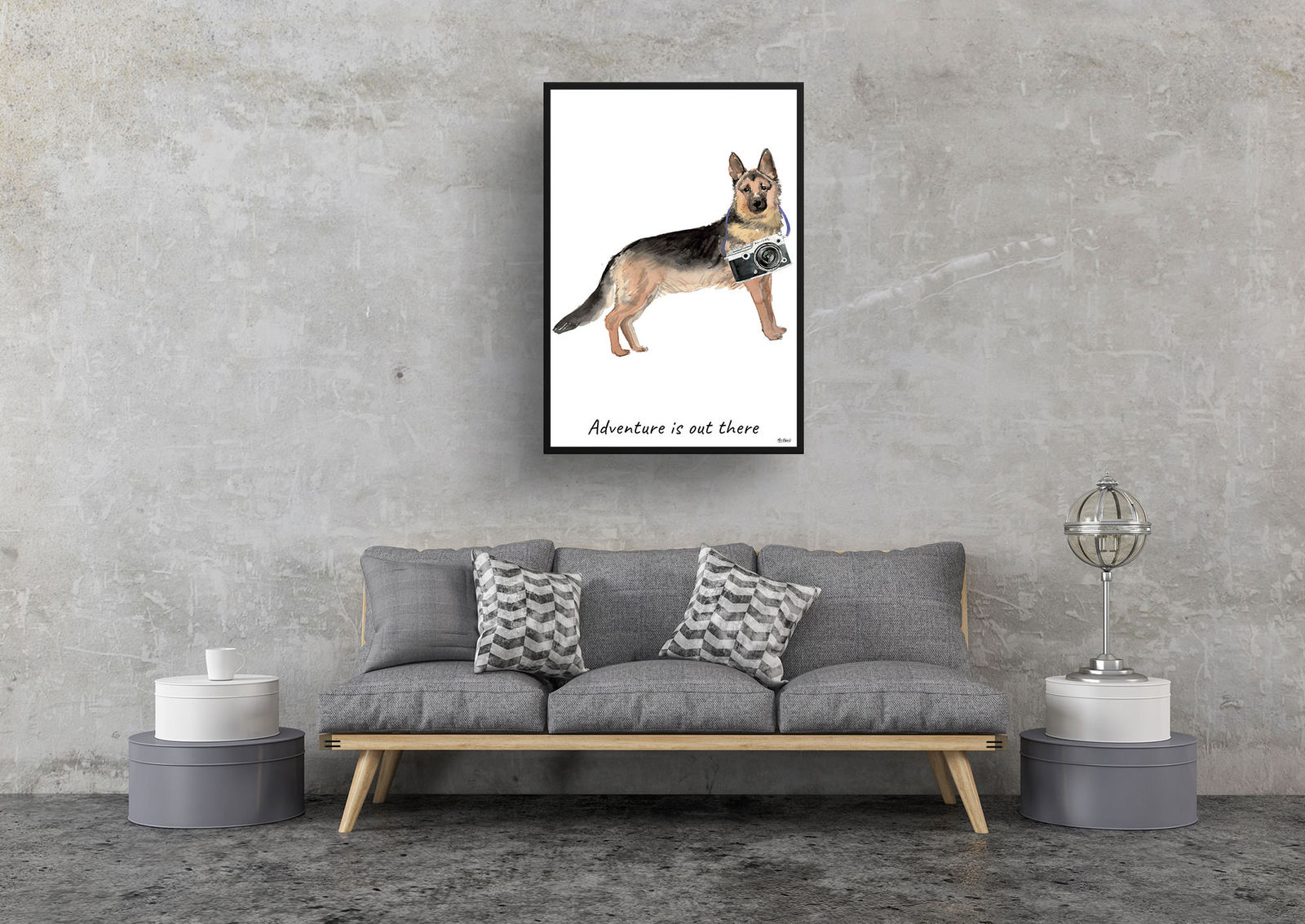Adventure is out there German Shepherd dog print illustration. Framed & un-framed wall art 9 Adventure is out there German Shepherd dog print illustration. Framed & un-framed wall art - Image 7