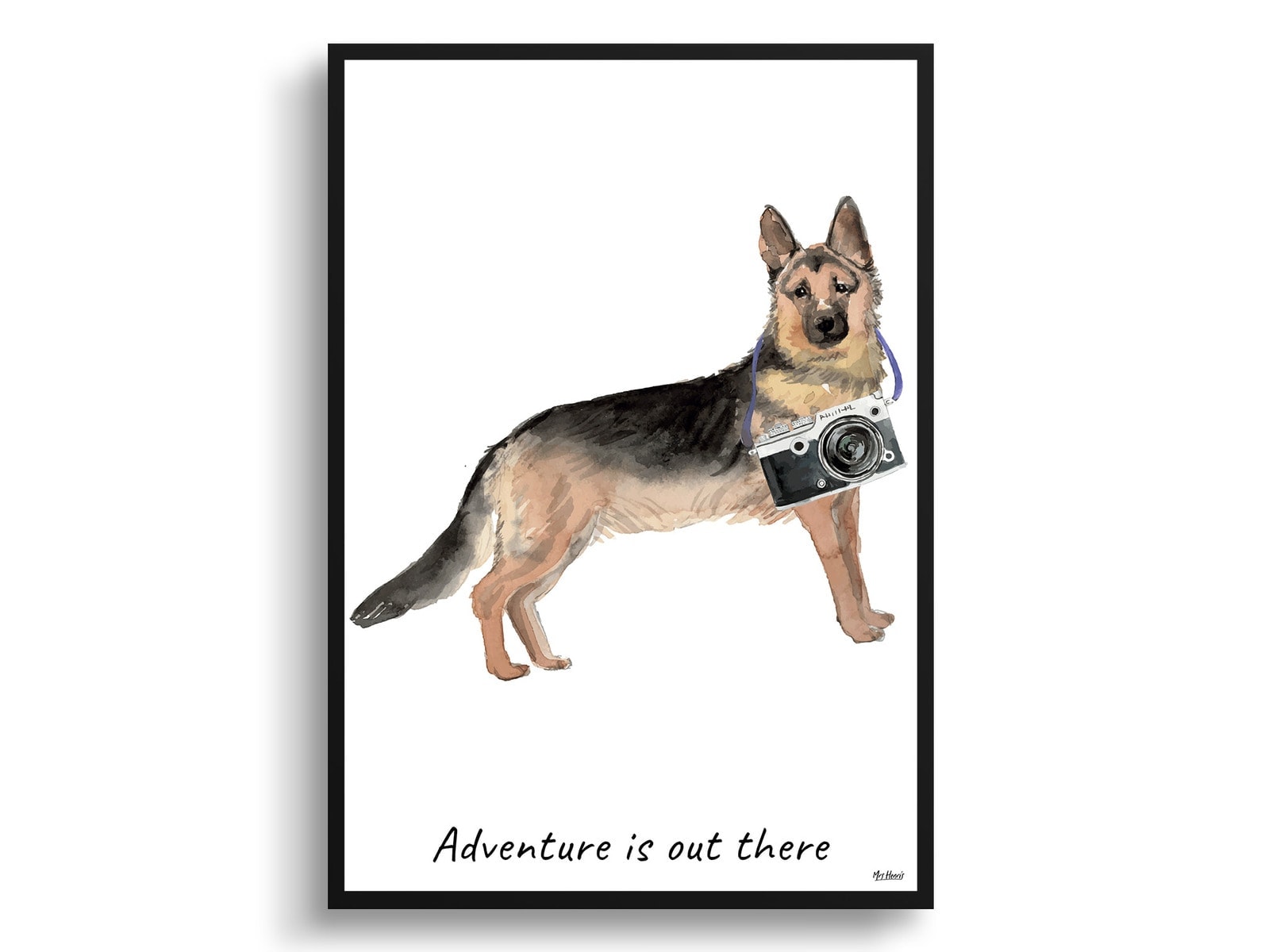 Adventure is out there German Shepherd dog print illustration. Framed & un-framed wall art 3 Adventure is out there German Shepherd dog print illustration. Framed & un-framed wall art