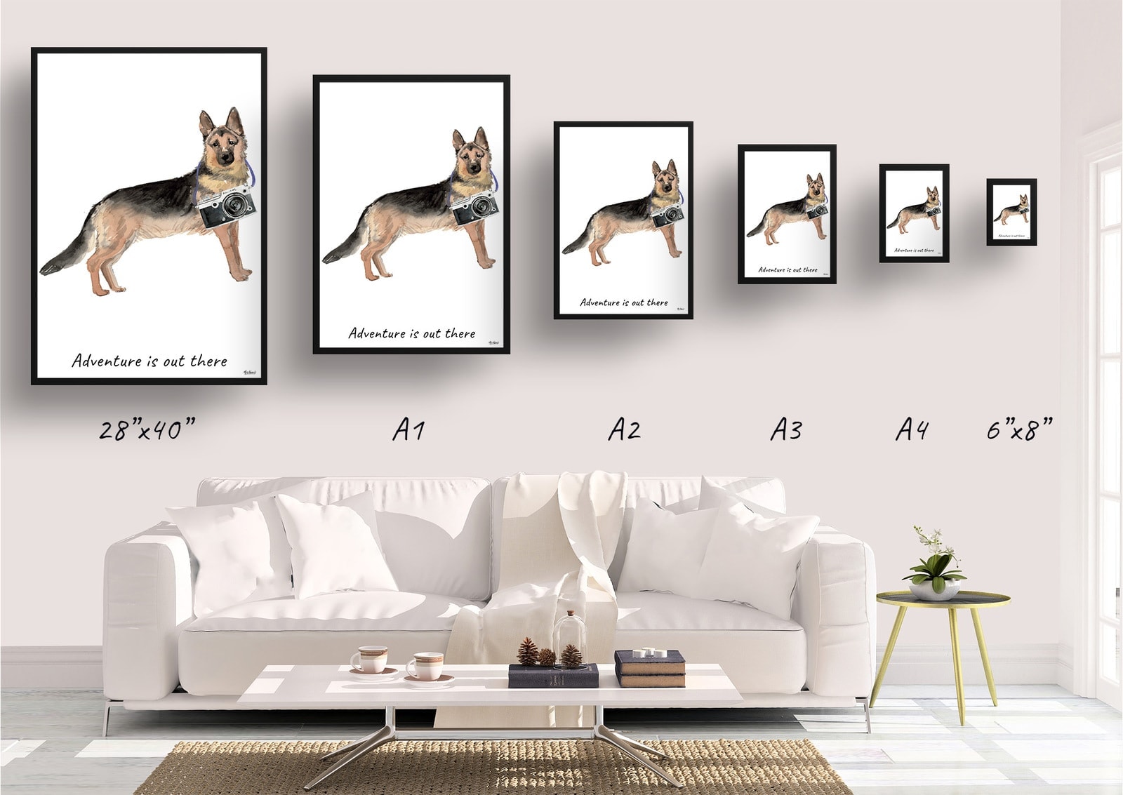 Adventure is out there German Shepherd dog print illustration. Framed & un-framed wall art 4 Adventure is out there German Shepherd dog print illustration. Framed & un-framed wall art - Image 2