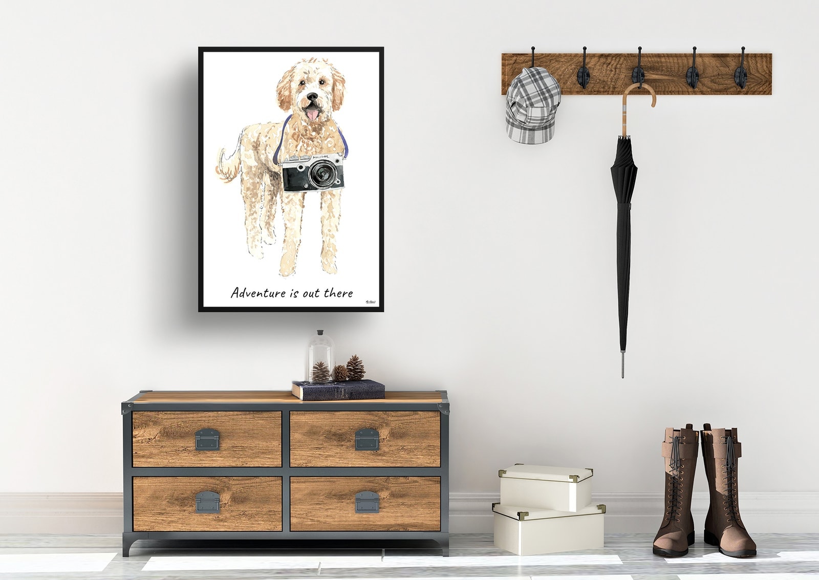 Adventure is out there Golden Doodle dog print illustration. Framed & un-framed wall art 7 Adventure is out there Golden Doodle dog print illustration. Framed & un-framed wall art - Image 5