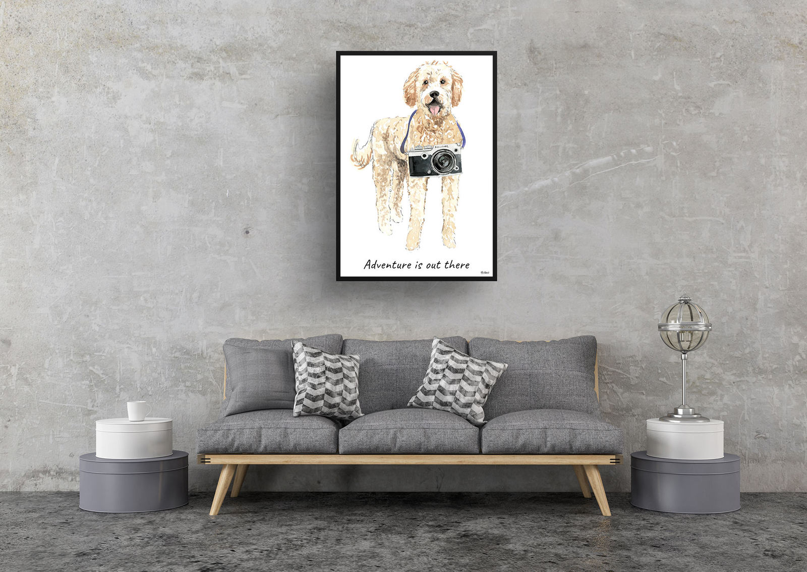 Adventure is out there Golden Doodle dog print illustration. Framed & un-framed wall art 9 Adventure is out there Golden Doodle dog print illustration. Framed & un-framed wall art - Image 7