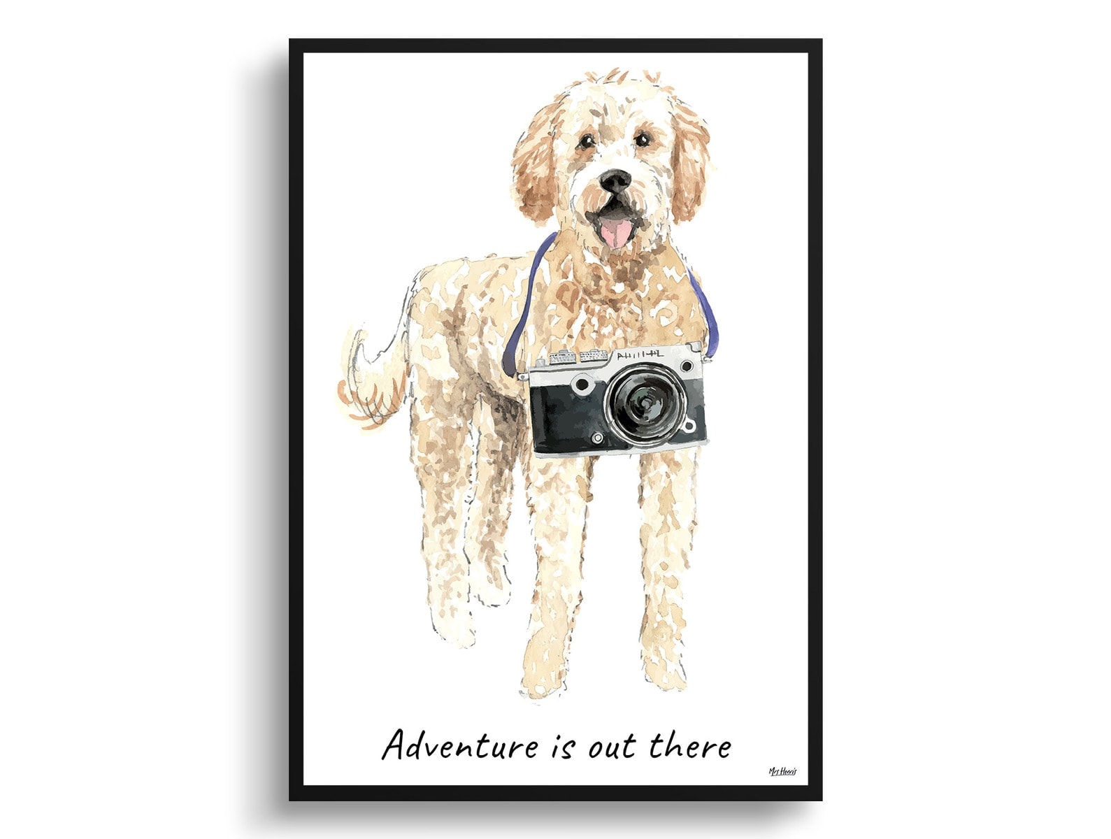 Adventure is out there Golden Doodle dog print illustration. Framed & un-framed wall art 3 Adventure is out there Golden Doodle dog print illustration. Framed & un-framed wall art
