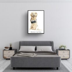 Adventure is out there Golden Retriever dog print illustration. Framed & un-framed wall art 13 adventure is out there portrait print golden retriever 28x40 bedroom