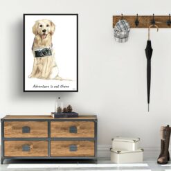 Adventure is out there Golden Retriever dog print illustration. Framed & un-framed wall art 14 adventure is out there portrait print golden retriever 28x40 hall