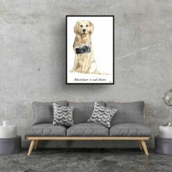 Adventure is out there Golden Retriever dog print illustration. Framed & un-framed wall art 16 adventure is out there portrait print golden retriever 28x40 living room