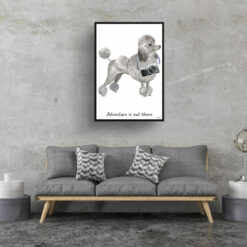 adventure is out there portrait print grey poodle 28x40 living room