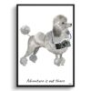 Adventure is out there Grey Poodle dog print illustration. Framed & un-framed wall art 2 adventure is out there portrait print grey poodle front view