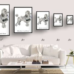 adventure is out there portrait print grey poodle size comparison