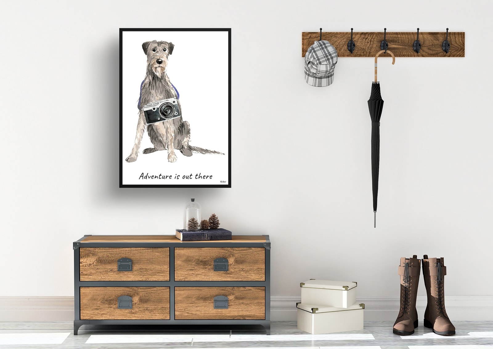Adventure is out there Irish Wolf Hound dog print illustration. Framed & un-framed wall art 7 Adventure is out there Irish Wolf Hound dog print illustration. Framed & un-framed wall art - Image 5