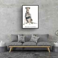 Adventure is out there Irish Wolf Hound dog print illustration. Framed & un-framed wall art 16 adventure is out there portrait print irish wolf hound 28x40 living room