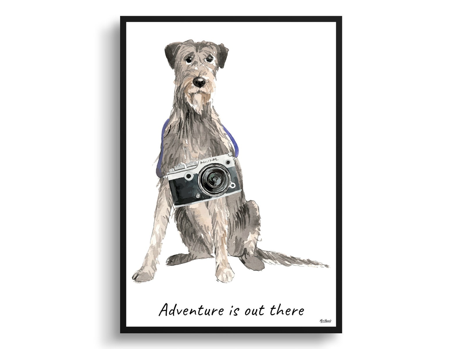 Adventure is out there Irish Wolf Hound dog print illustration. Framed & un-framed wall art 3 Adventure is out there Irish Wolf Hound dog print illustration. Framed & un-framed wall art