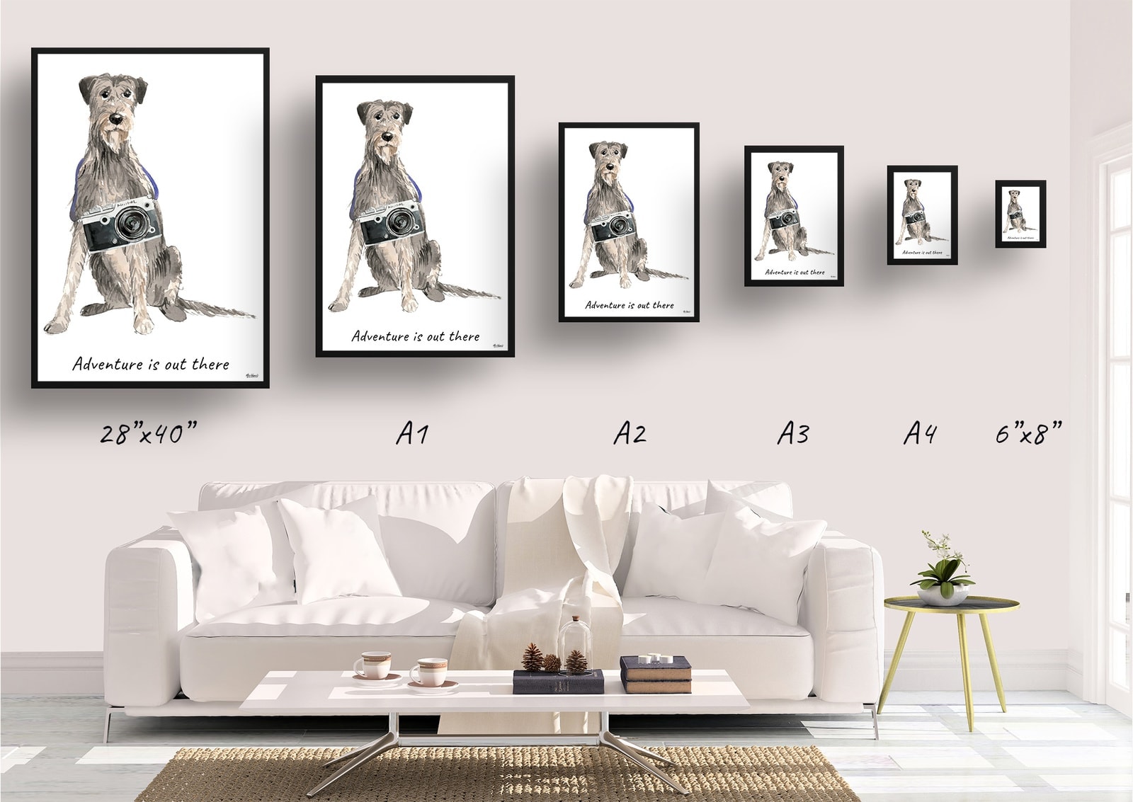 Adventure is out there Irish Wolf Hound dog print illustration. Framed & un-framed wall art 4 Adventure is out there Irish Wolf Hound dog print illustration. Framed & un-framed wall art - Image 2