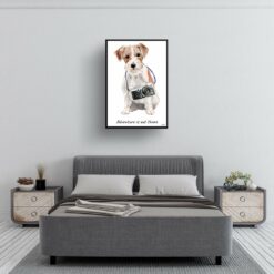 Adventure is out there Jack Russell dog print illustration. Framed & un-framed wall art 13 adventure is out there portrait print jack russel 28x40 bedroom
