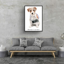 Adventure is out there Jack Russell dog print illustration. Framed & un-framed wall art 16 adventure is out there portrait print jack russel 28x40 living room