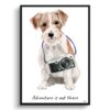 Adventure is out there Jack Russell dog print illustration. Framed & un-framed wall art 1 adventure is out there portrait print jack russel front view