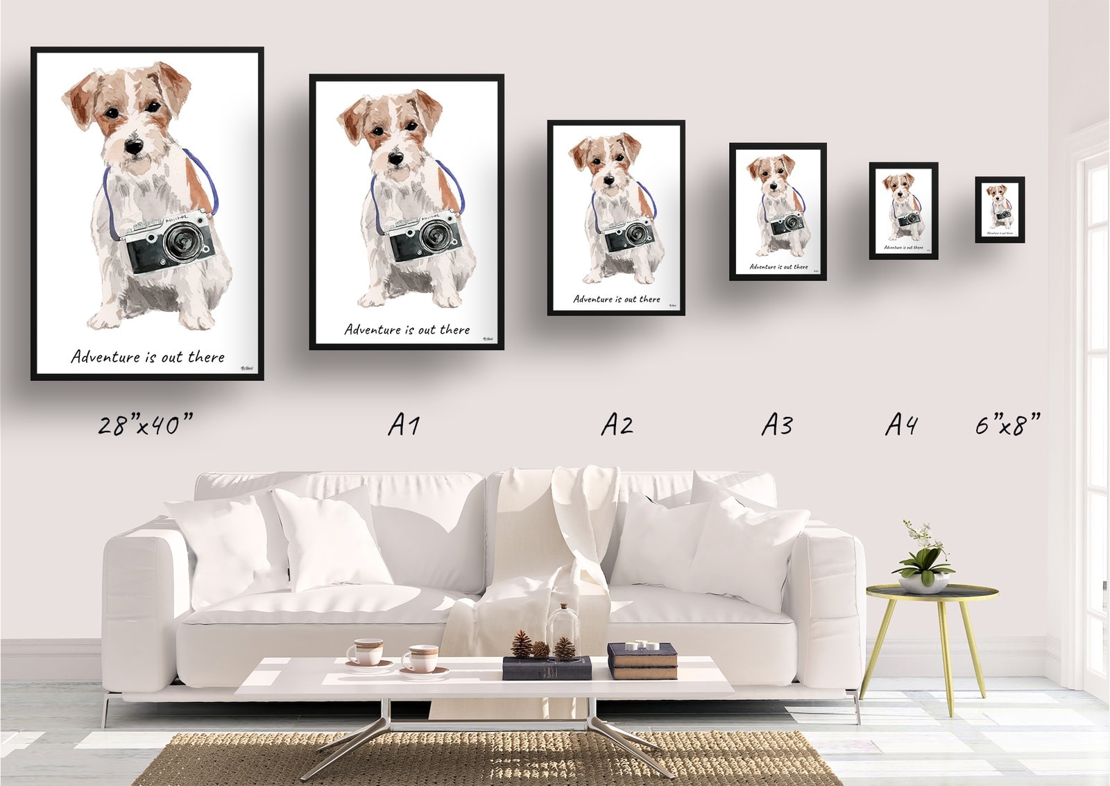 Adventure is out there Jack Russell dog print illustration. Framed & un-framed wall art 4 Adventure is out there Jack Russell dog print illustration. Framed & un-framed wall art - Image 2