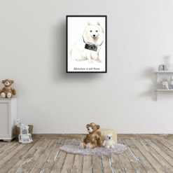 adventure is out there portrait print japanese spitz 28x40 kids room