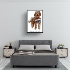 Adventure is out there Labradoodle dog print illustration. Framed & un-framed wall art 13 adventure is out there portrait print labradoodle 28x40 bedroom