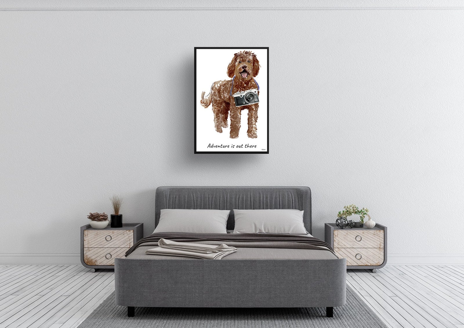 Adventure is out there Labradoodle dog print illustration. Framed & un-framed wall art 6 Adventure is out there Labradoodle dog print illustration. Framed & un-framed wall art - Image 4