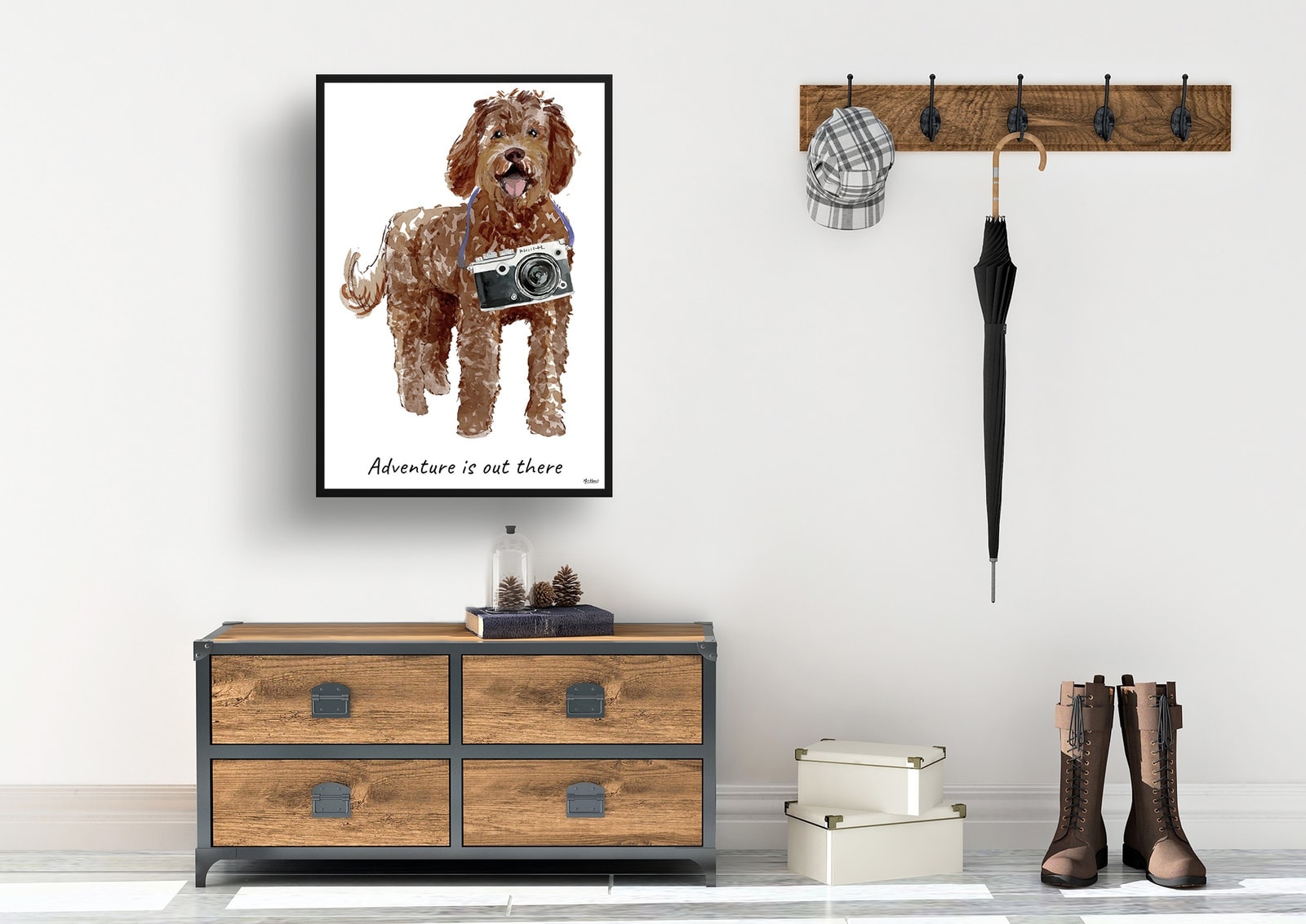 Adventure is out there Labradoodle dog print illustration. Framed & un-framed wall art 7 Adventure is out there Labradoodle dog print illustration. Framed & un-framed wall art - Image 5