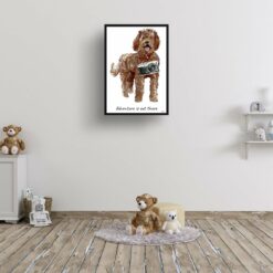 Adventure is out there Labradoodle dog print illustration. Framed & un-framed wall art 15 adventure is out there portrait print labradoodle 28x40 kids room