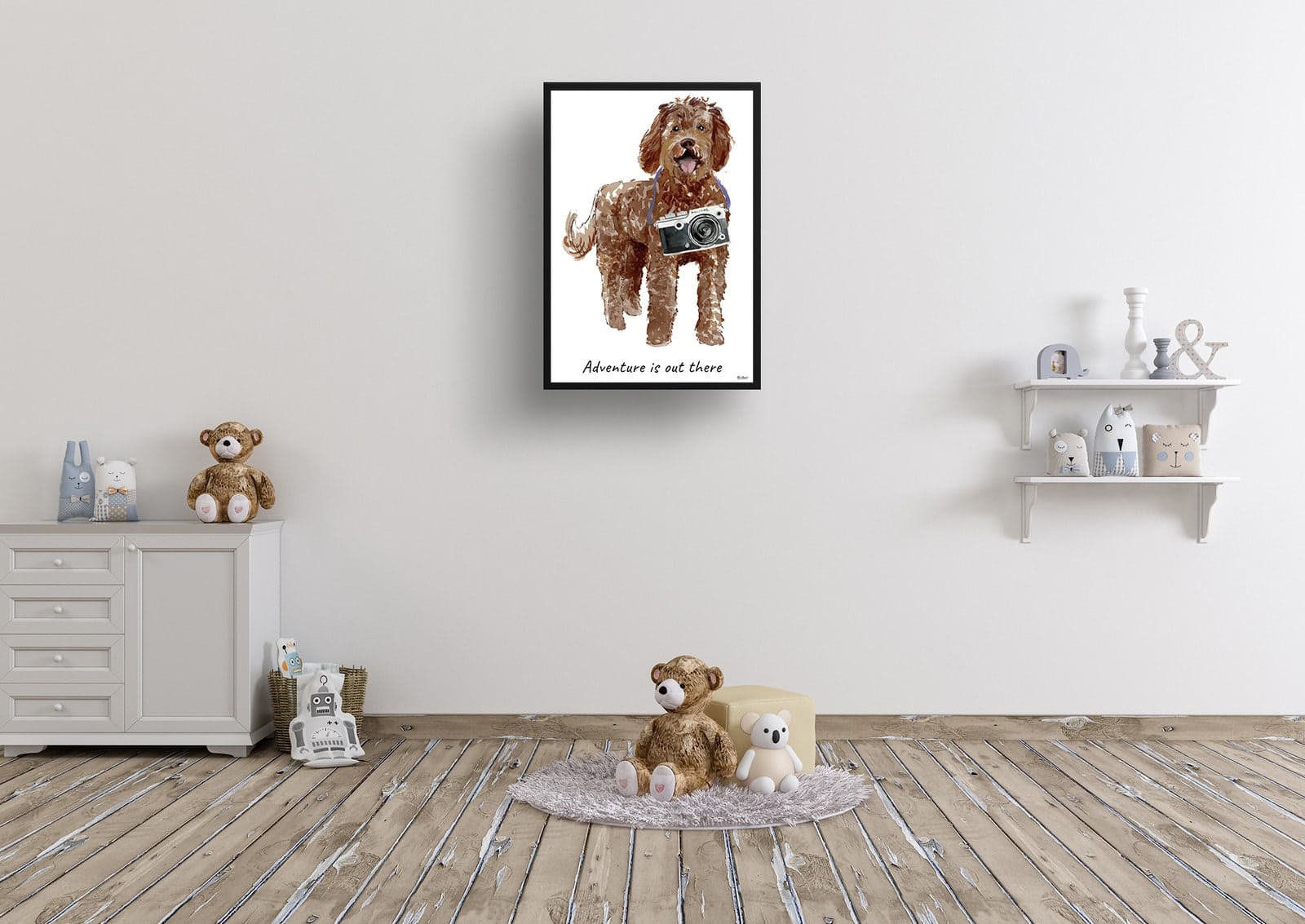 Adventure is out there Labradoodle dog print illustration. Framed & un-framed wall art 8 Adventure is out there Labradoodle dog print illustration. Framed & un-framed wall art - Image 6