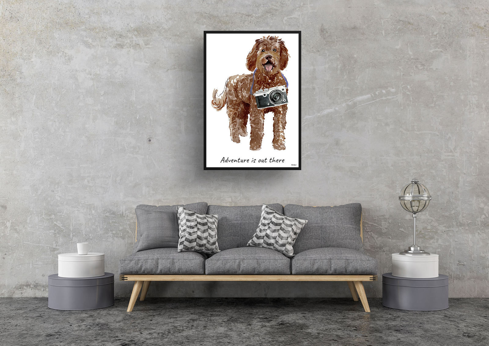 Adventure is out there Labradoodle dog print illustration. Framed & un-framed wall art 9 Adventure is out there Labradoodle dog print illustration. Framed & un-framed wall art - Image 7