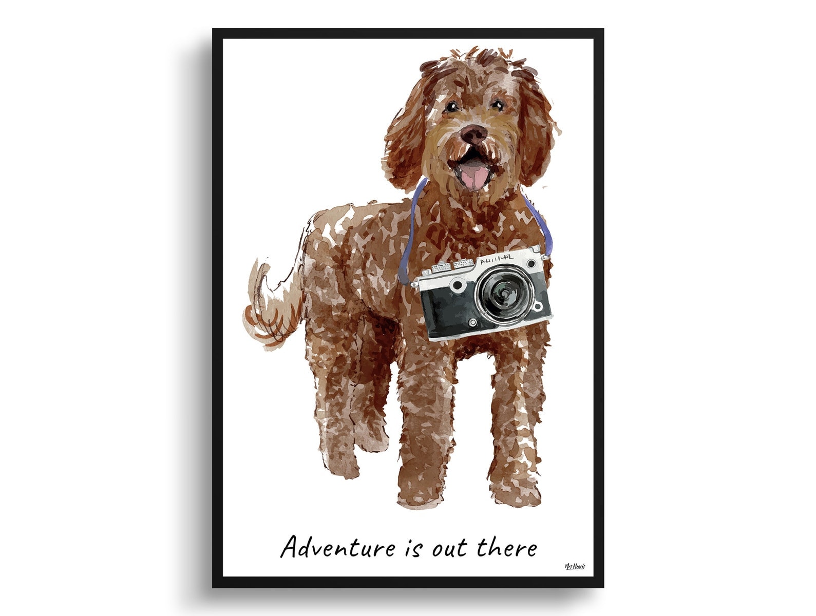 Adventure is out there Labradoodle dog print illustration. Framed & un-framed wall art 3 Adventure is out there Labradoodle dog print illustration. Framed & un-framed wall art