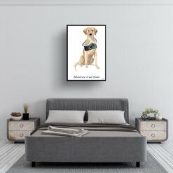 Adventure is out there Labrador retriever dog print illustration. Framed & un-framed wall art 13 adventure is out there portrait print labrador retriever 28x40 bedroom