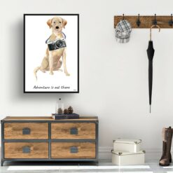 Adventure is out there Labrador retriever dog print illustration. Framed & un-framed wall art 14 adventure is out there portrait print labrador retriever 28x40 hall