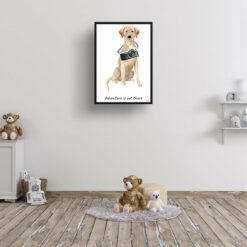 Adventure is out there Labrador retriever dog print illustration. Framed & un-framed wall art 15 adventure is out there portrait print labrador retriever 28x40 kids room