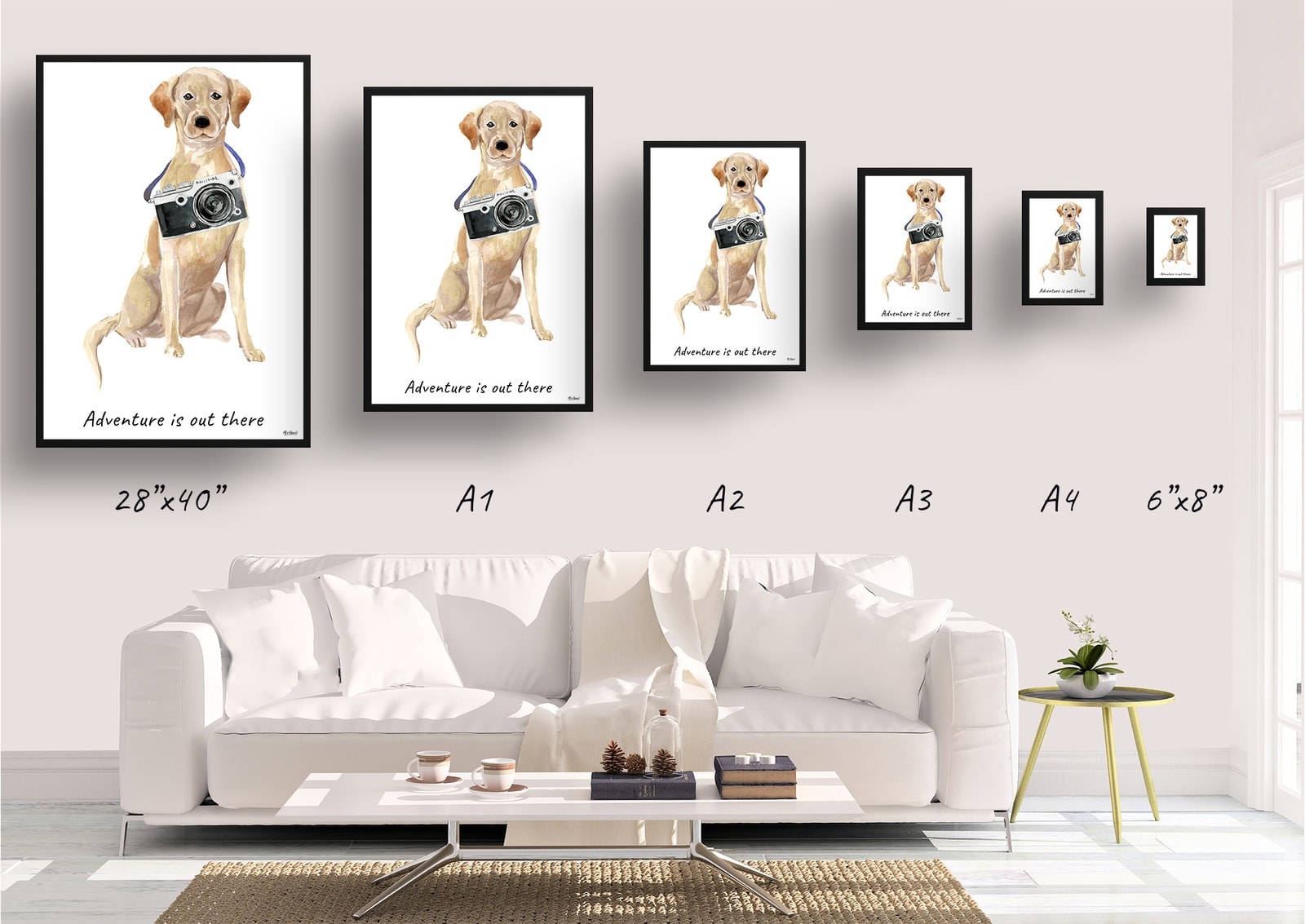 Adventure is out there Labrador retriever dog print illustration. Framed & un-framed wall art 4 Adventure is out there Labrador retriever dog print illustration. Framed & un-framed wall art - Image 2