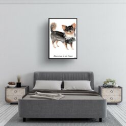 Adventure is out there Long Haired Chihuahua dog print illustration. Framed & un-framed wall art 13 adventure is out there portrait print long haired chihuahua 28x40 bedroom