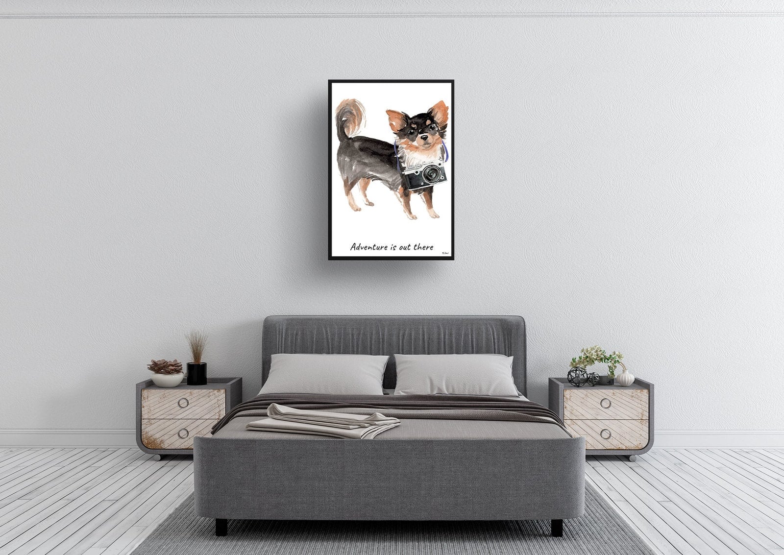 Adventure is out there Long Haired Chihuahua dog print illustration. Framed & un-framed wall art 6 Adventure is out there Long Haired Chihuahua dog print illustration. Framed & un-framed wall art - Image 4