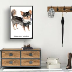 Adventure is out there Long Haired Chihuahua dog print illustration. Framed & un-framed wall art 14 adventure is out there portrait print long haired chihuahua 28x40 hall