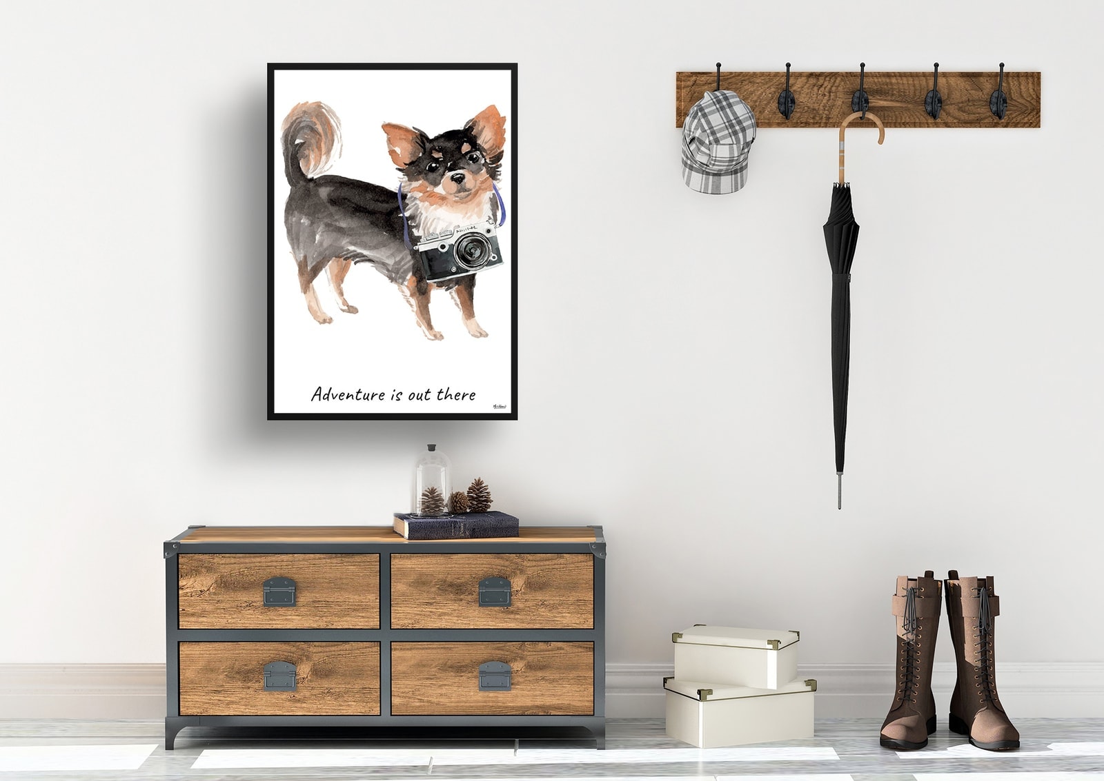 Adventure is out there Long Haired Chihuahua dog print illustration. Framed & un-framed wall art 7 Adventure is out there Long Haired Chihuahua dog print illustration. Framed & un-framed wall art - Image 5