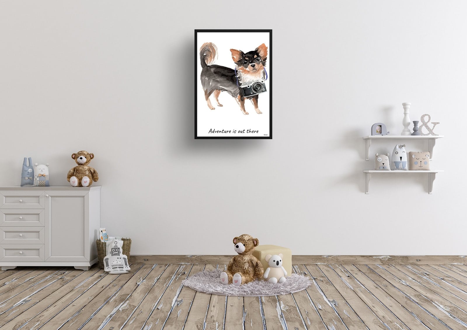 Adventure is out there Long Haired Chihuahua dog print illustration. Framed & un-framed wall art 8 Adventure is out there Long Haired Chihuahua dog print illustration. Framed & un-framed wall art - Image 6