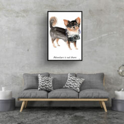 Adventure is out there Long Haired Chihuahua dog print illustration. Framed & un-framed wall art 16 adventure is out there portrait print long haired chihuahua 28x40 living room
