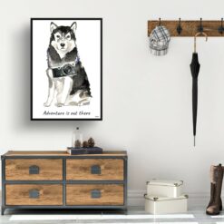 Adventure is out there Malamute dog print illustration. Framed & un-framed wall art 14 adventure is out there portrait print malamute 28x40 hall