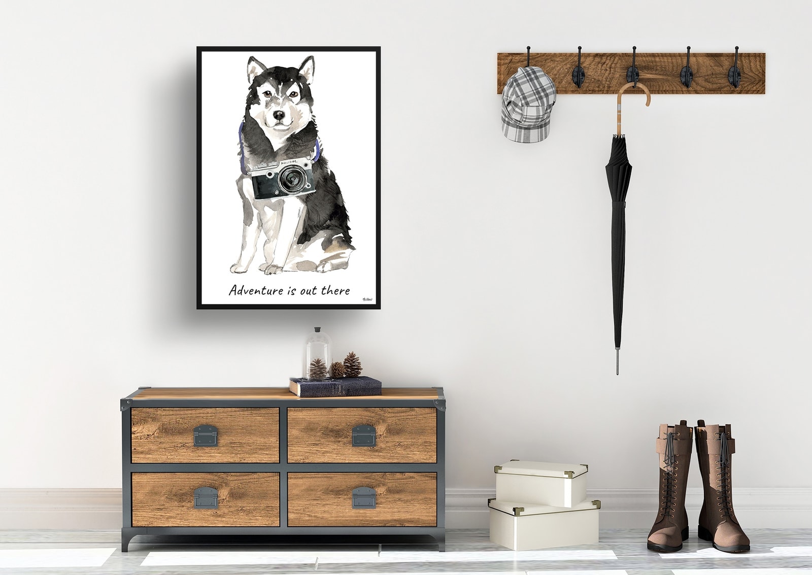 Adventure is out there Malamute dog print illustration. Framed & un-framed wall art 7 Adventure is out there Malamute dog print illustration. Framed & un-framed wall art - Image 5