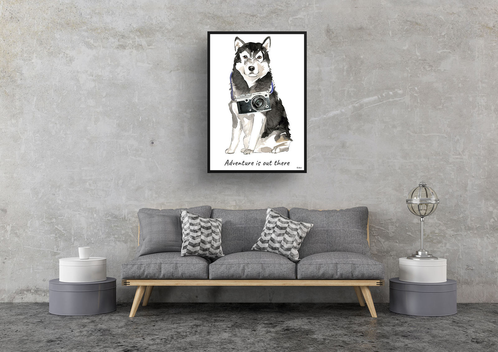 Adventure is out there Malamute dog print illustration. Framed & un-framed wall art 9 Adventure is out there Malamute dog print illustration. Framed & un-framed wall art - Image 7