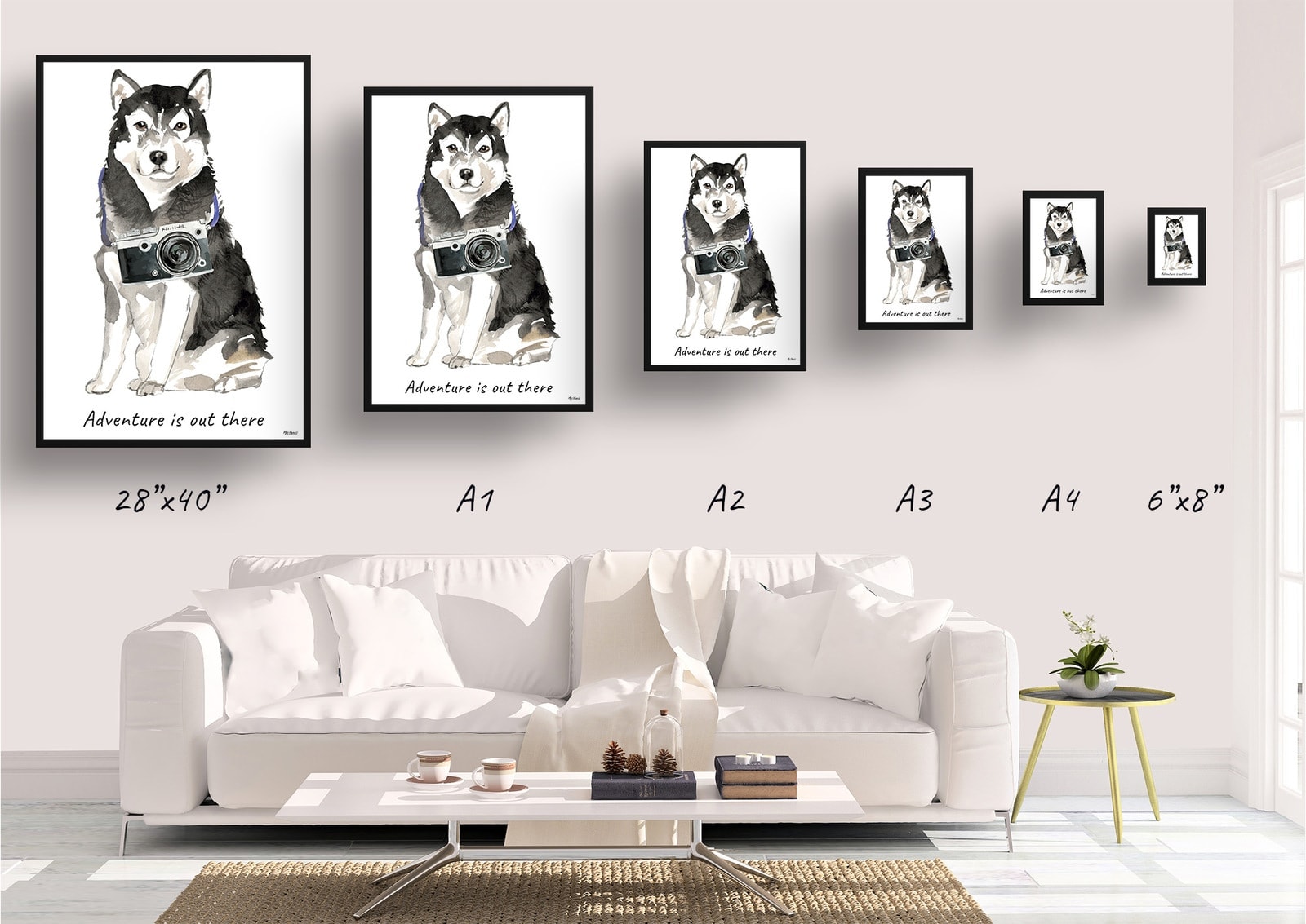 Adventure is out there Malamute dog print illustration. Framed & un-framed wall art 4 Adventure is out there Malamute dog print illustration. Framed & un-framed wall art - Image 2