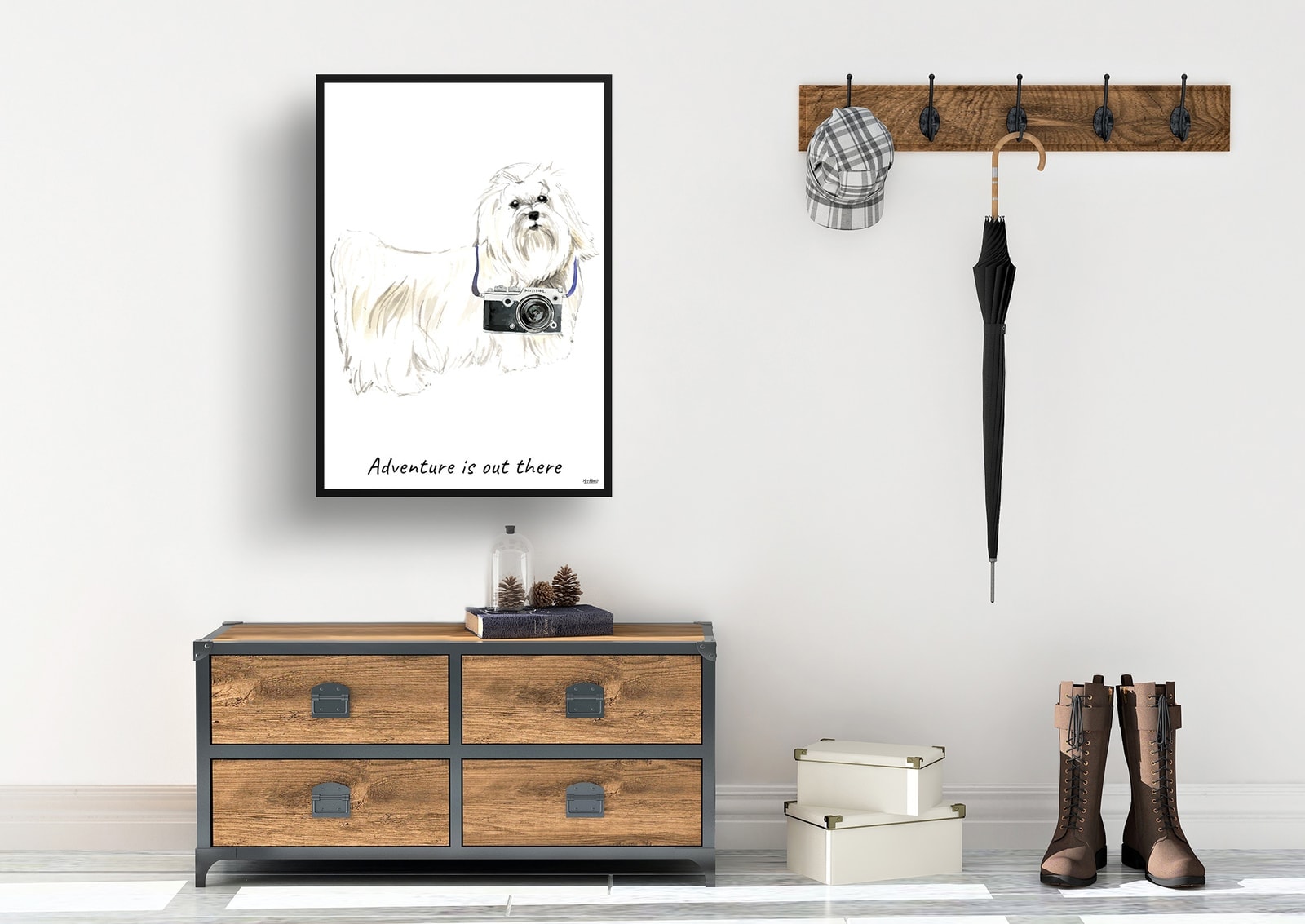 Adventure is out there Maltese dog print illustration. Framed & un-framed wall art 7 Adventure is out there Maltese dog print illustration. Framed & un-framed wall art - Image 5