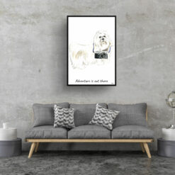 Adventure is out there Maltese dog print illustration. Framed & un-framed wall art 16 adventure is out there portrait print maltese 28x40 living room